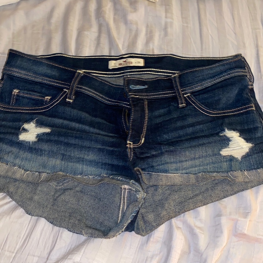 Hollister dark wash ripped shorts